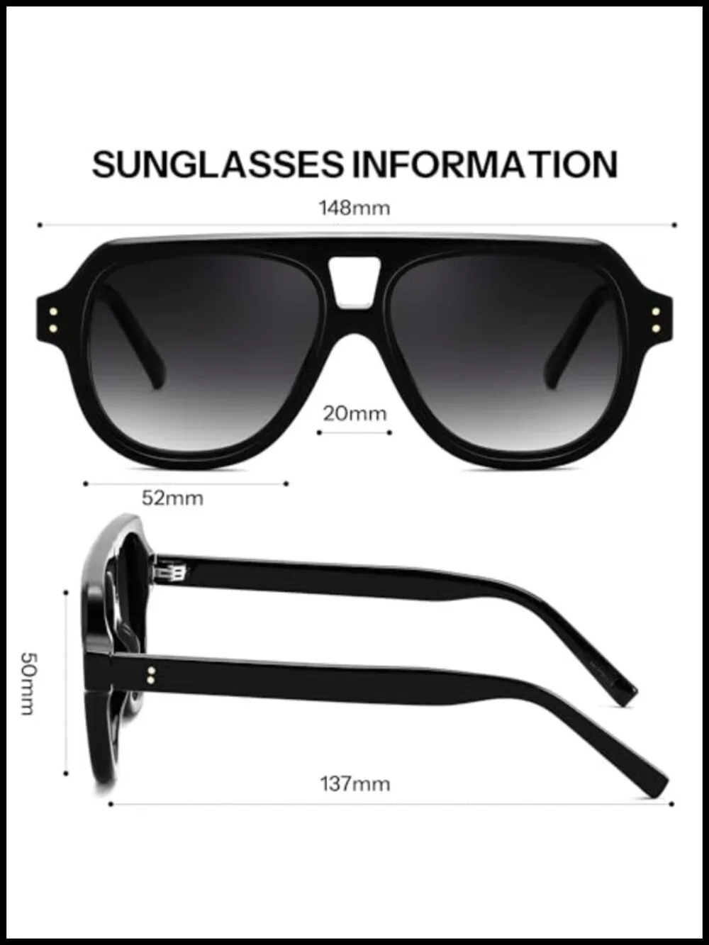 Retro Aviator Polarized Sunglasses UV400 Driving Square Frame